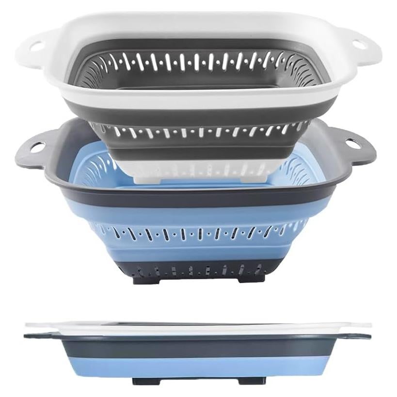 Juego de coladores plegables Fglmctsh 2 PCS Silicona 27.4x21.8cm