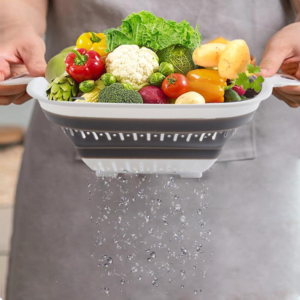 Juego de coladores plegables Fglmctsh 2 PCS Silicona 27.4x21.8cm