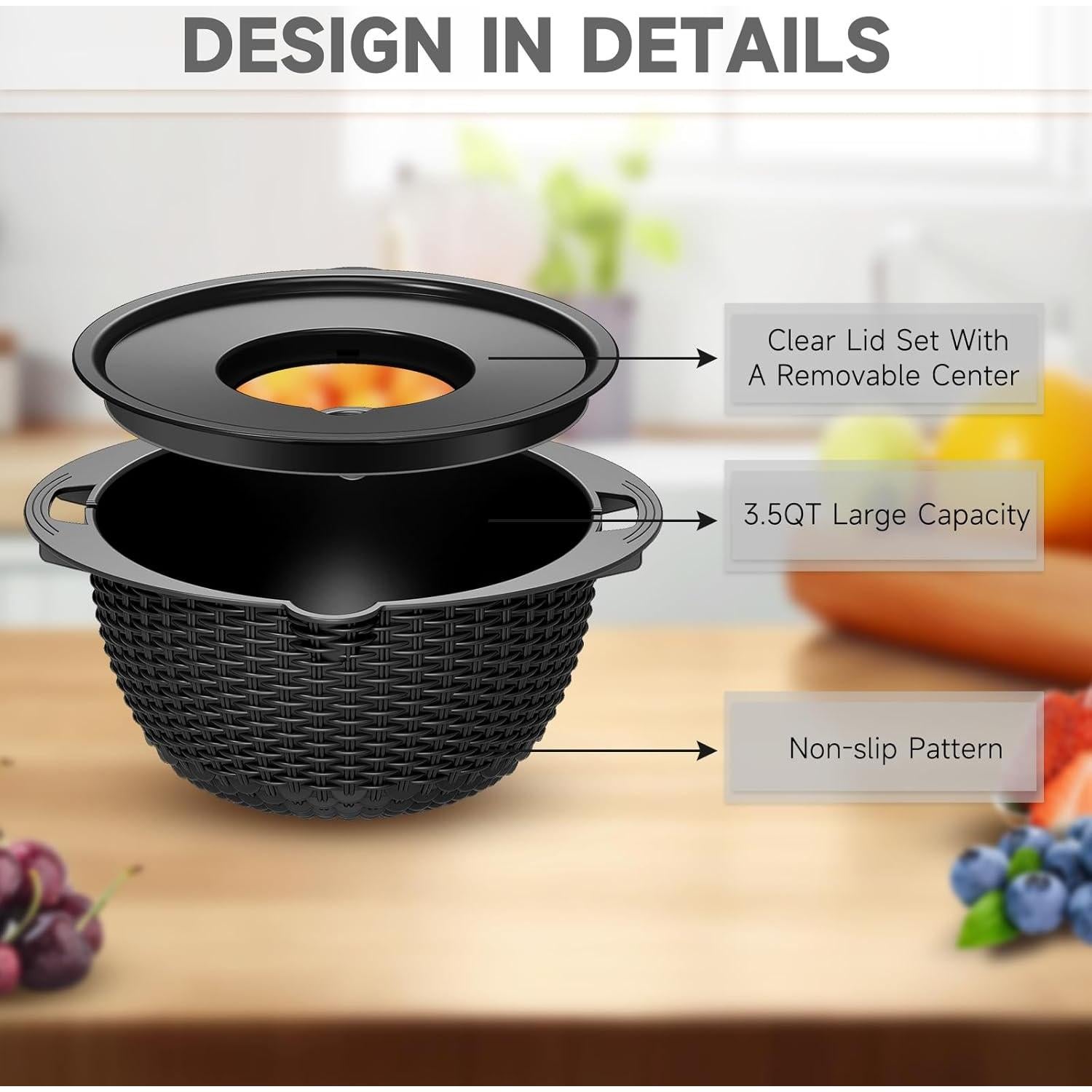 Juego de Coladores 4 en 1 Balavina - Acero Inoxidable Negro