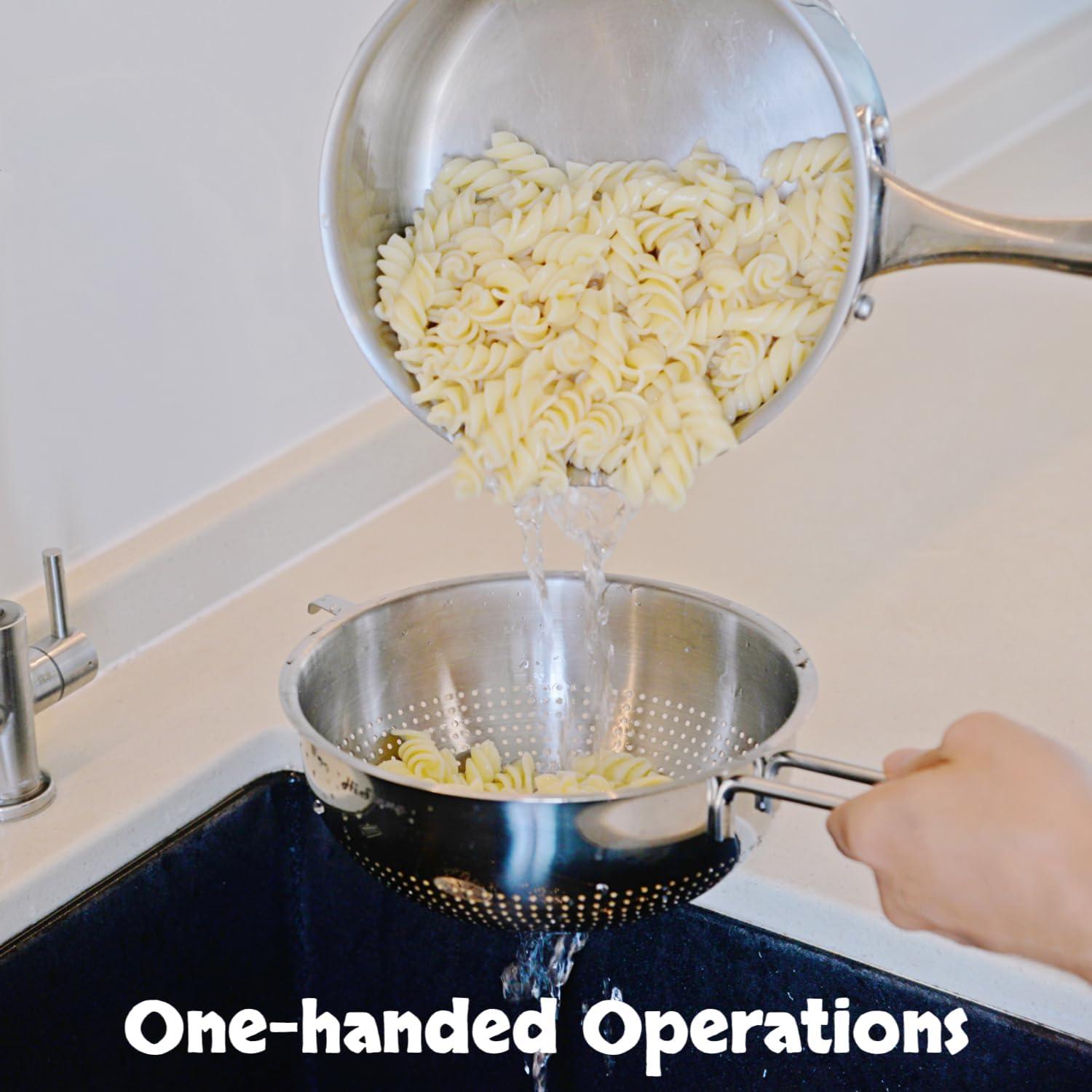 Colador de Acero Inoxidable HiSteng 17.8 cm con Mango 1.42 L