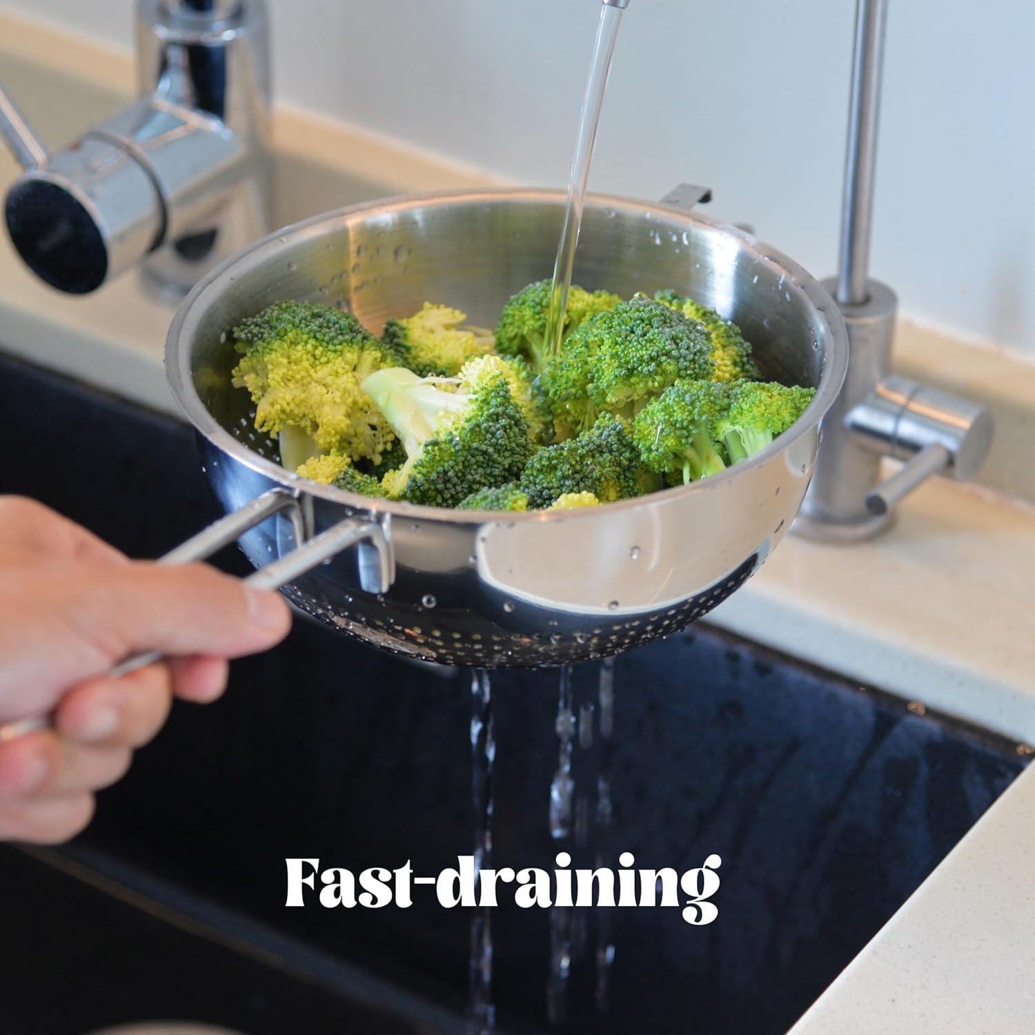 Colador de Acero Inoxidable HiSteng 17.8 cm con Mango 1.42 L