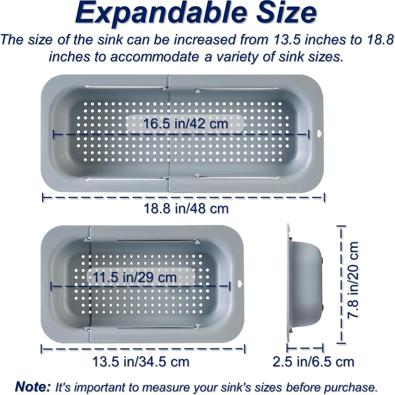 Colador de Fregadero Extensible YUNKWONG Gris 34.5-45.7 cm