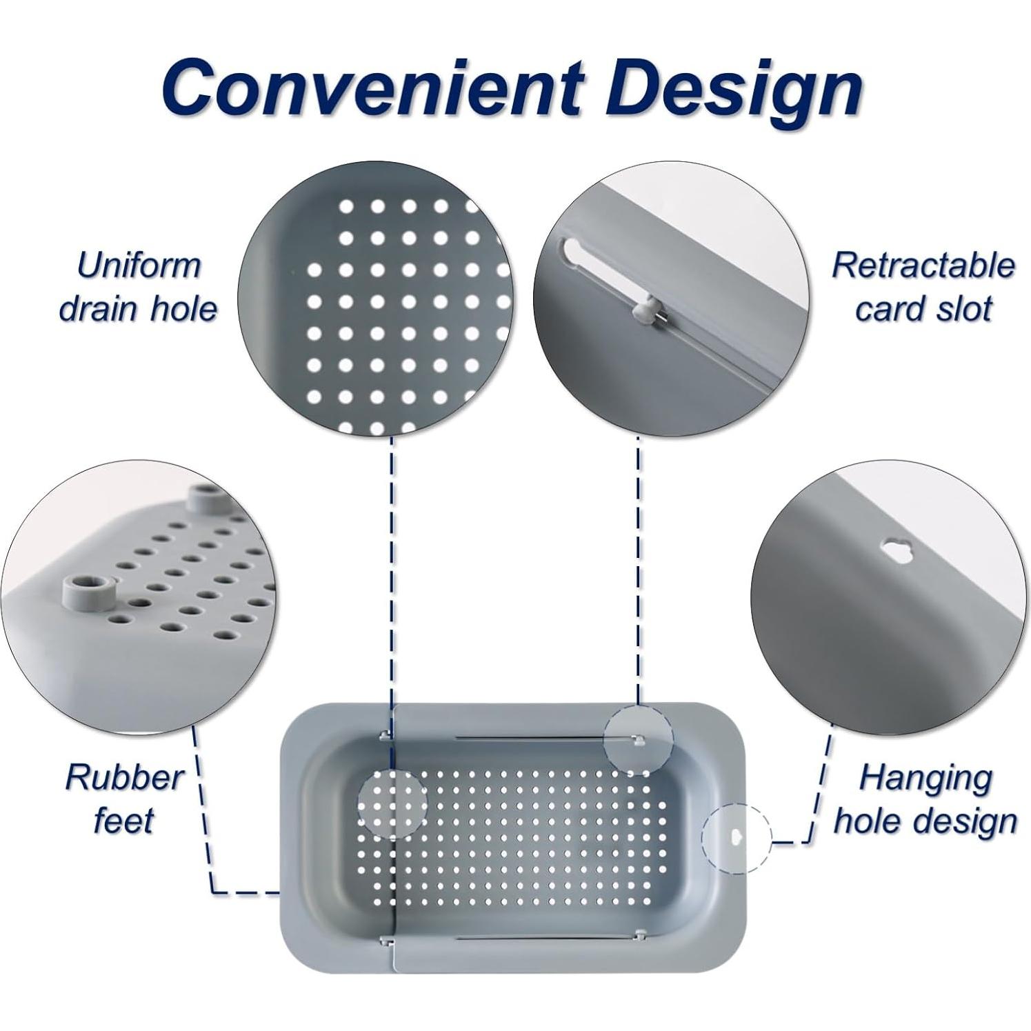 Colador de Fregadero Extensible YUNKWONG Gris 34.5-45.7 cm