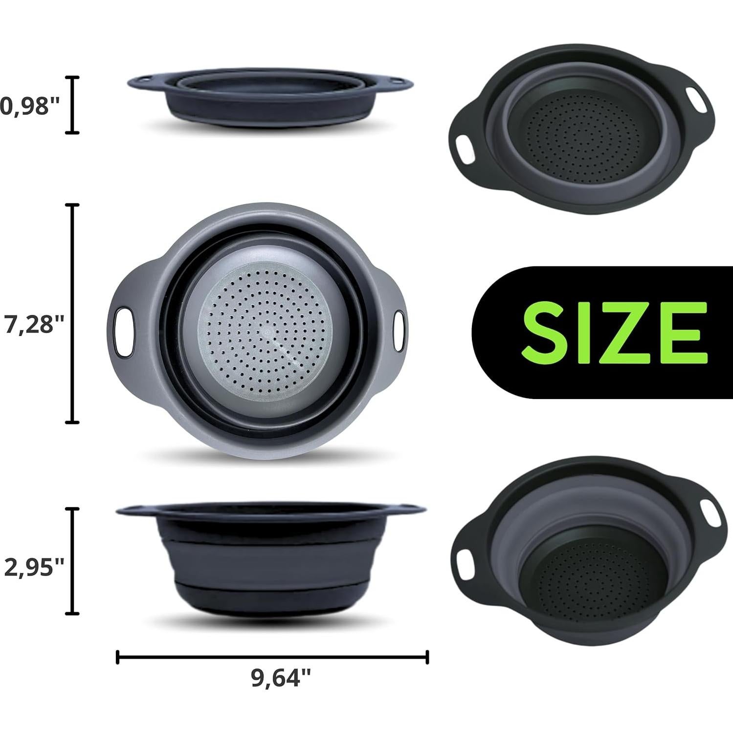 Colador Plegable de Silicona YARRD Negro 18.5x24.5cm