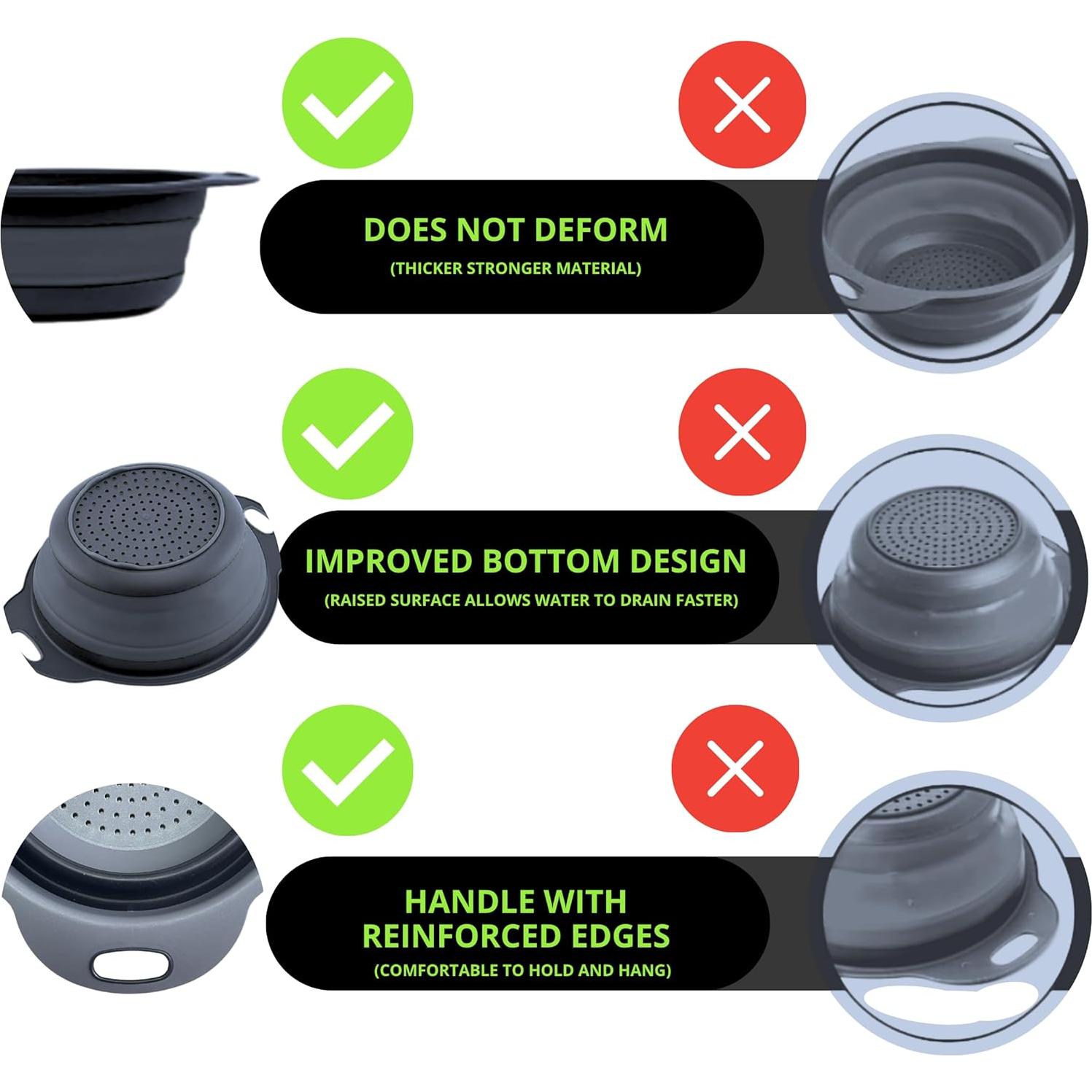 Colador Plegable de Silicona YARRD Negro 18.5x24.5cm