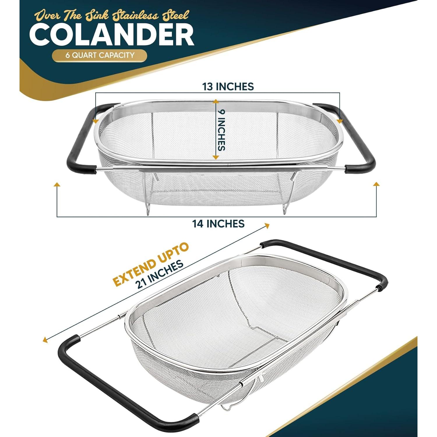 Colador de fregadero KAFOOR 6 cuartos acero inoxidable