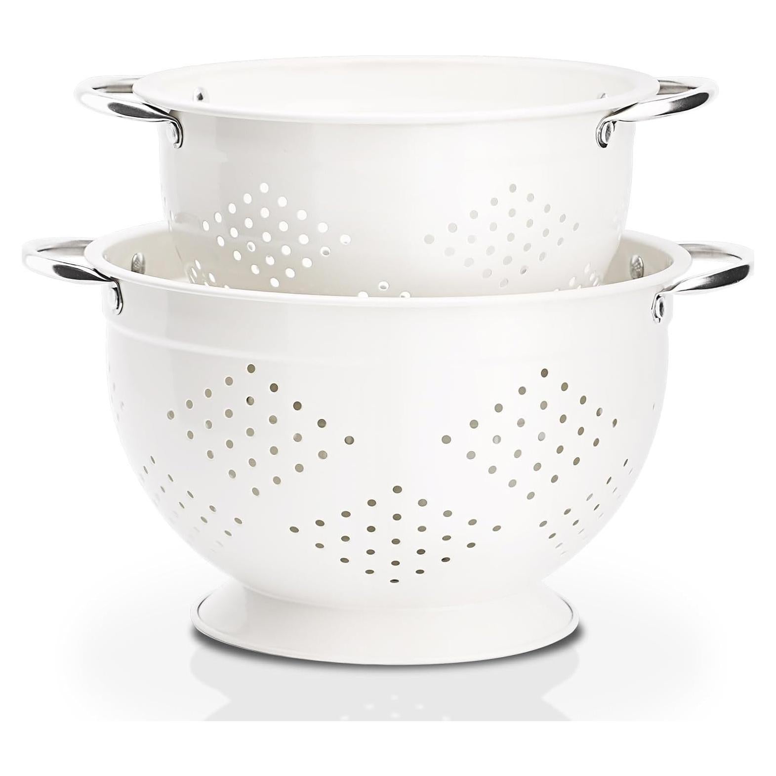 Coladores de acero Rorence - Juego de 2 (2.84L y 4.73L) Blanco