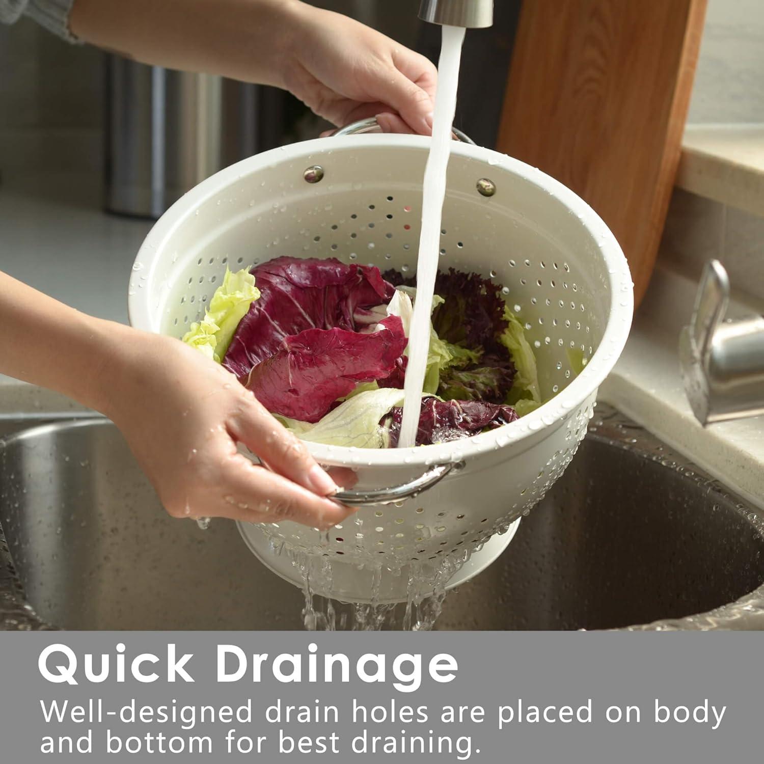 Coladores de acero Rorence - Juego de 2 (2.84L y 4.73L) Blanco