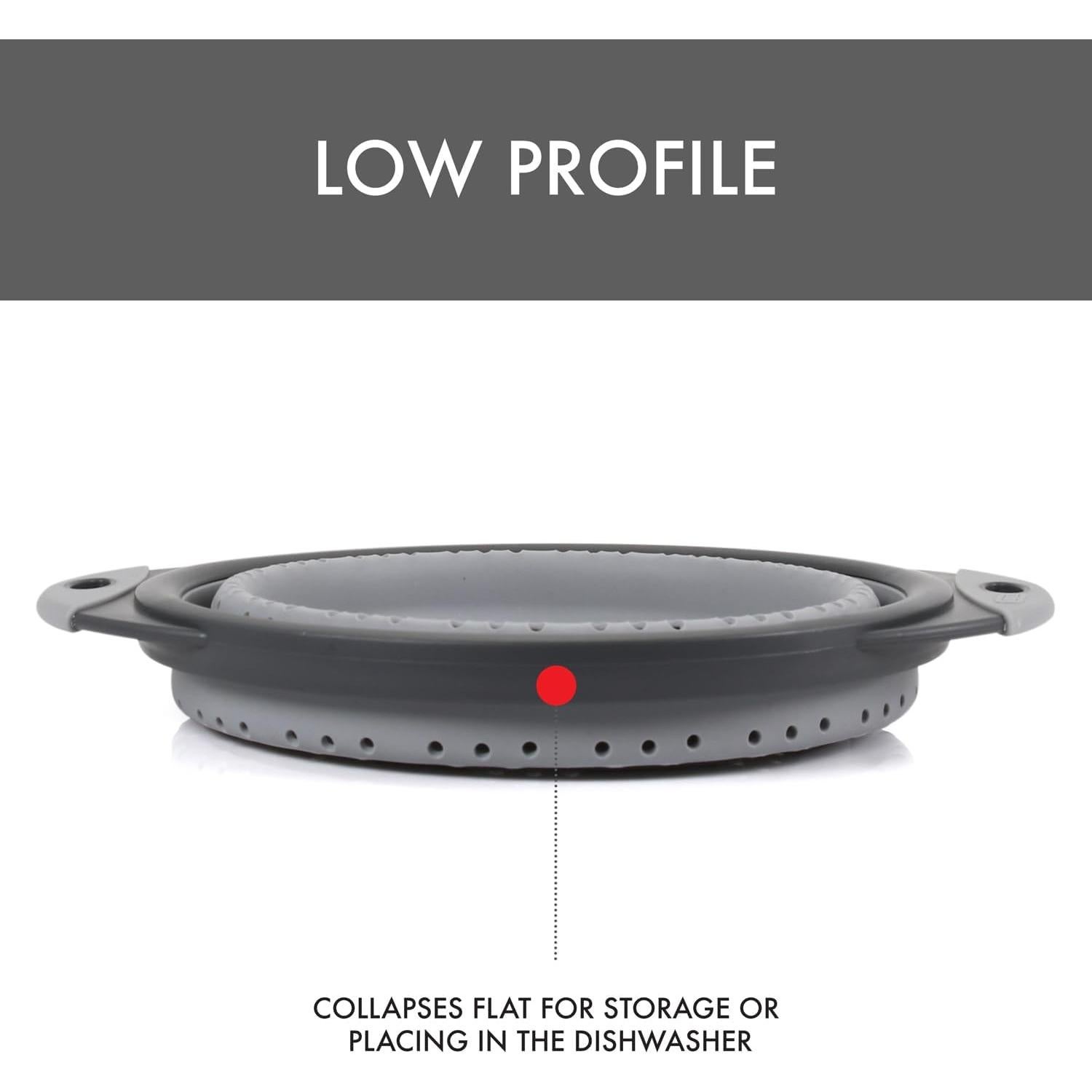 Colador Plegable de Silicona Dexas 8" Gris Frío 7.2 Tazas