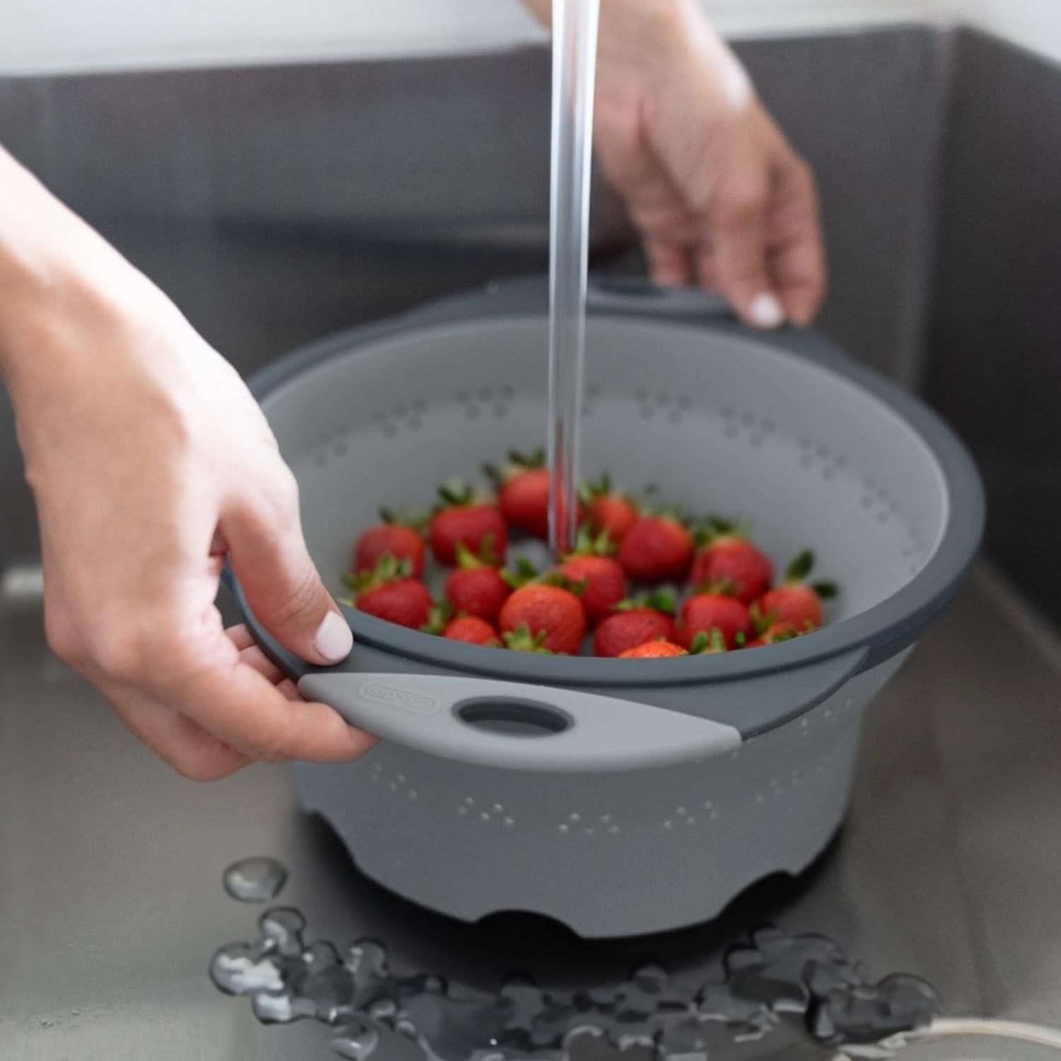 Colador Plegable de Silicona Dexas 8" Gris Frío 7.2 Tazas