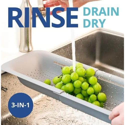 Colador Expandible Genérico para Fregadero - Gris, 36.1x20.3 cm