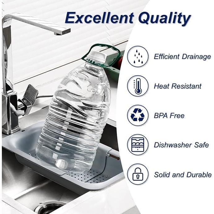 Colador Expandible Genérico para Fregadero - Gris, 36.1x20.3 cm