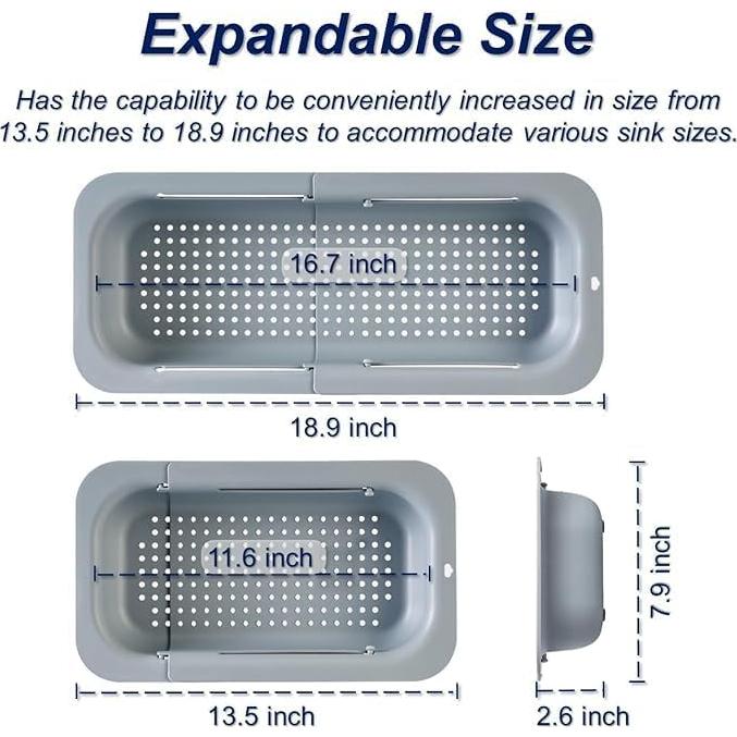 Colador Expandible Genérico para Fregadero - Gris, 36.1x20.3 cm