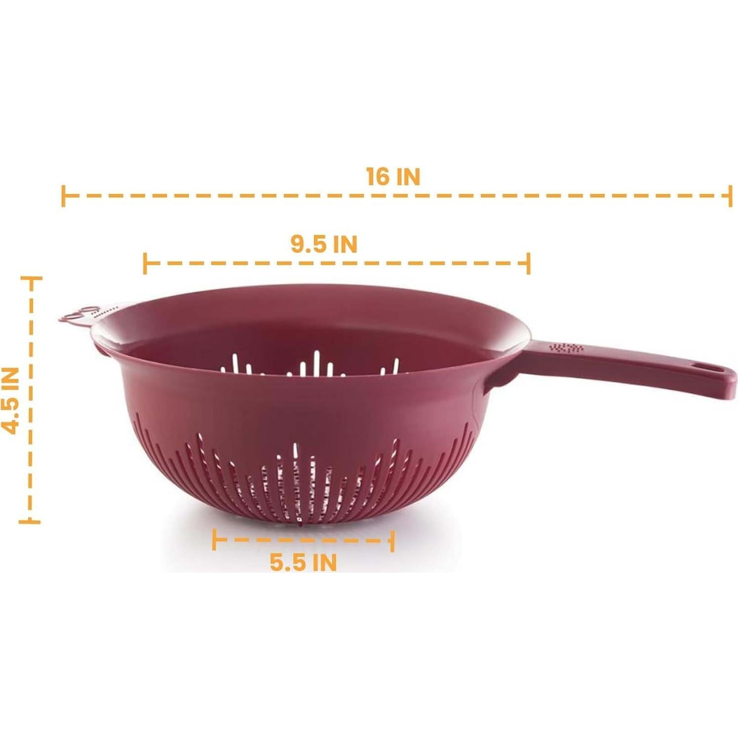 Colador de Plástico YBM HOME 24.77 cm Mango Largo Rojo