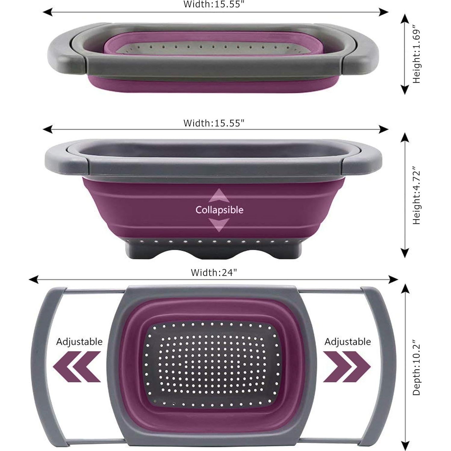 Colador de Silicona Plegable Prime Cook 5.68L Morado