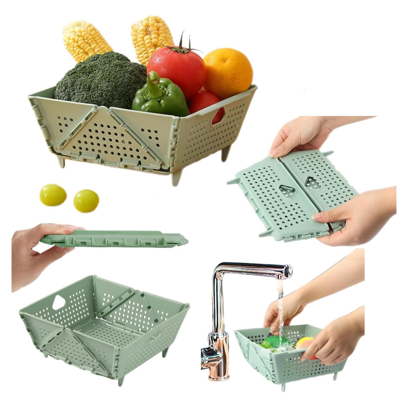 Colador Colapsable Zwzjheng Verde 20x20 cm para Pasta y Verduras