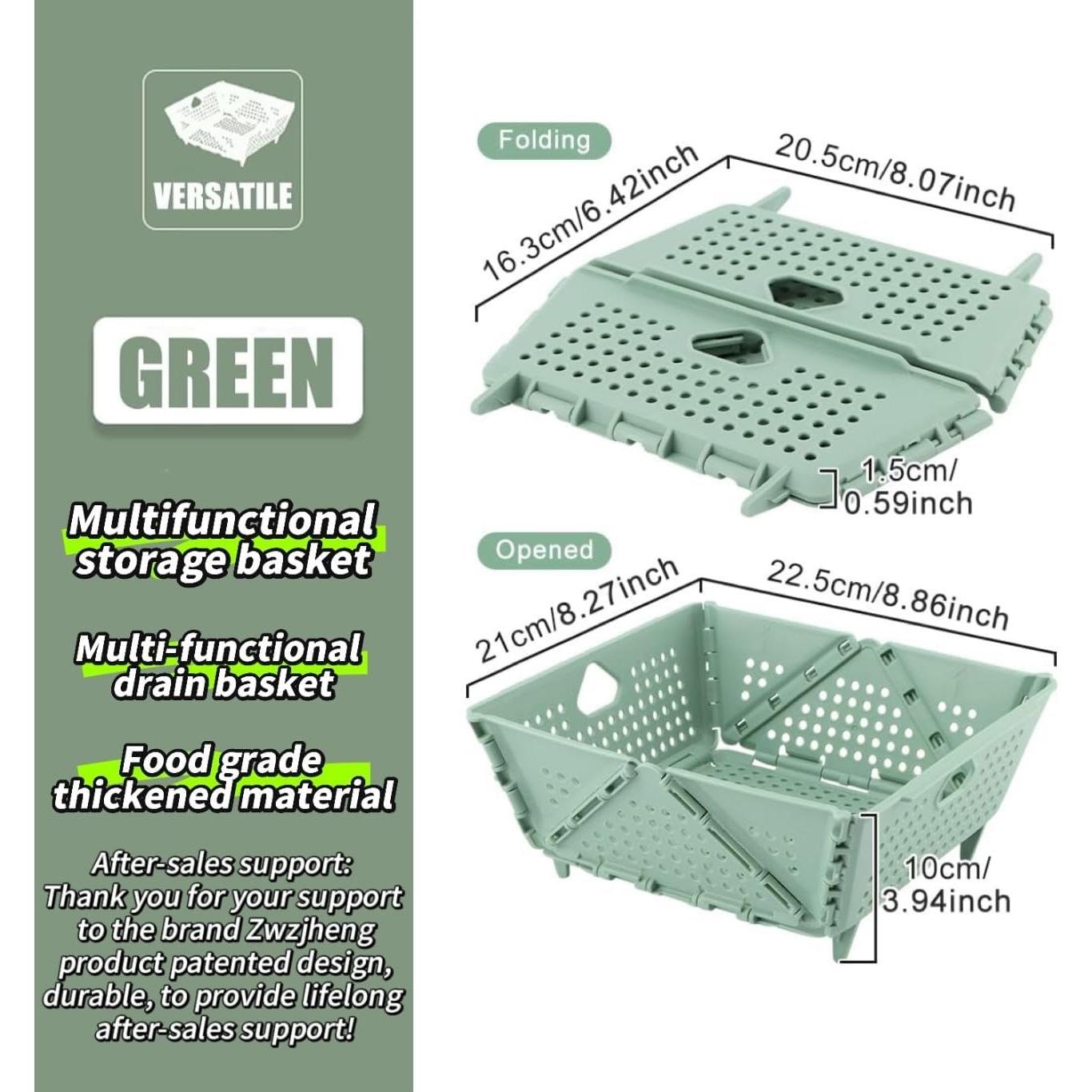 Colador Colapsable Zwzjheng Verde 20x20 cm para Pasta y Verduras