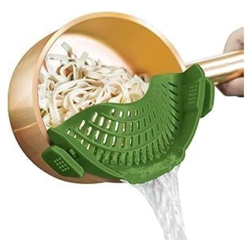 Colador Clip On de Silicona Verde para Ollas y Sartenes