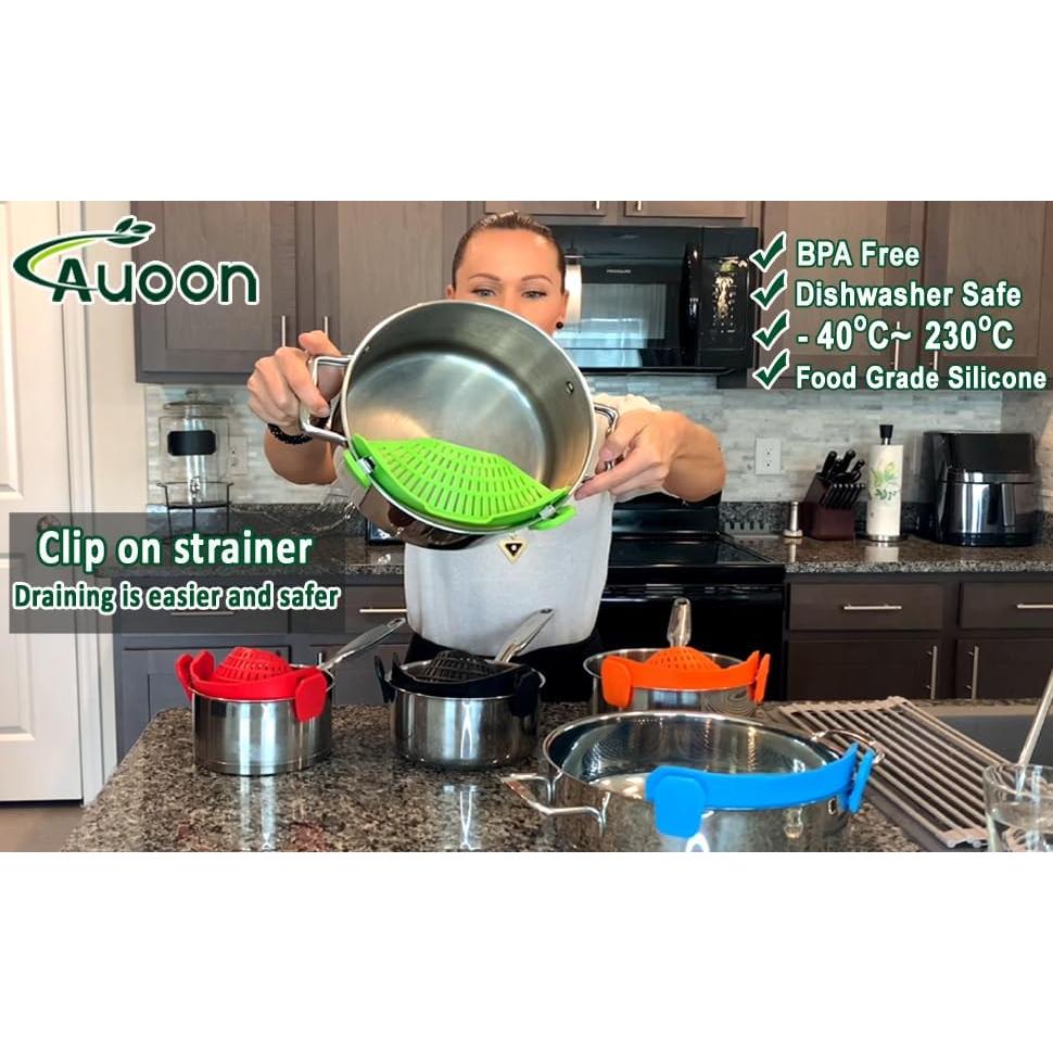 Colador Clip On de Silicona Verde para Ollas y Sartenes