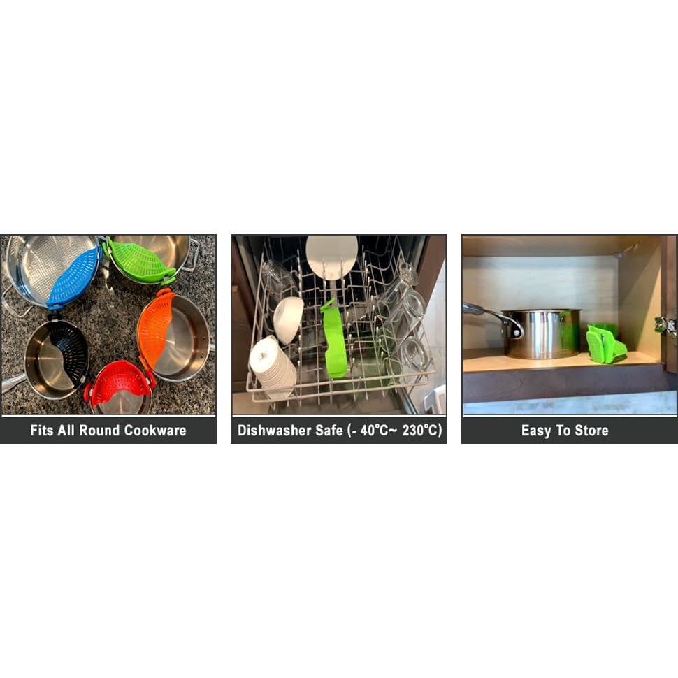 Colador Clip On de Silicona Verde para Ollas y Sartenes