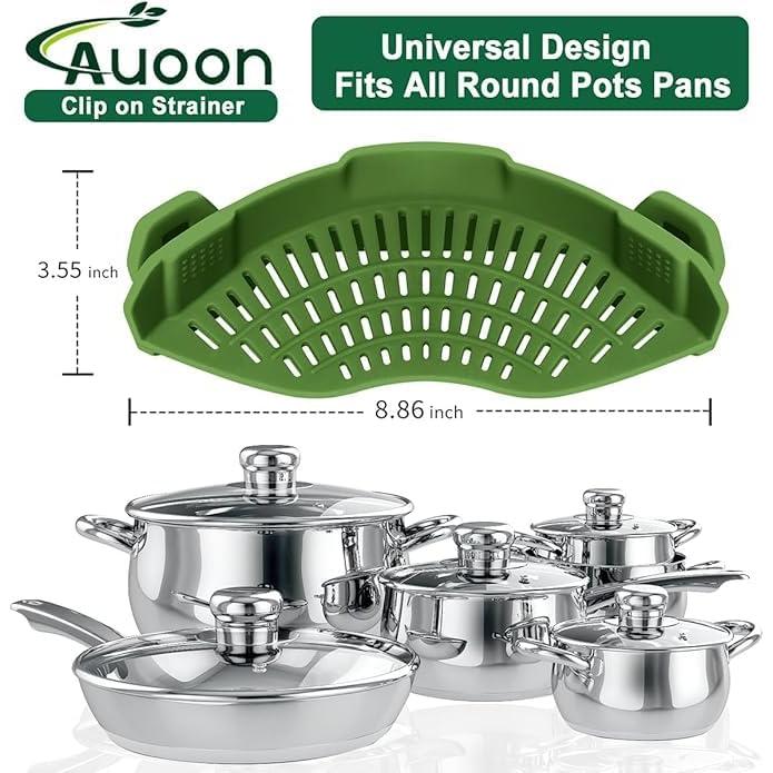 Colador Clip On de Silicona Verde para Ollas y Sartenes