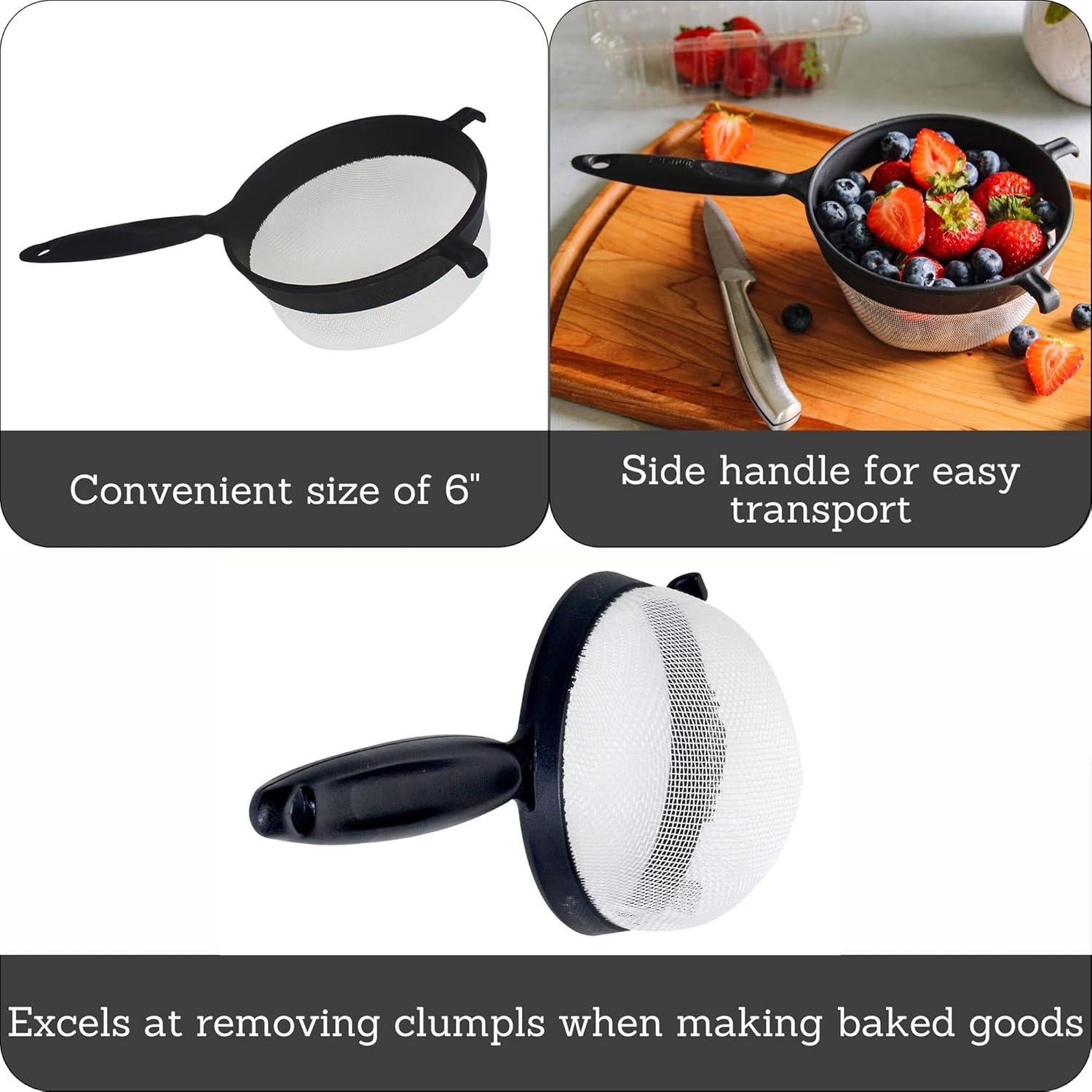 Colador de Plástico IMUSA 15.24 cm Negro Malla Duradera