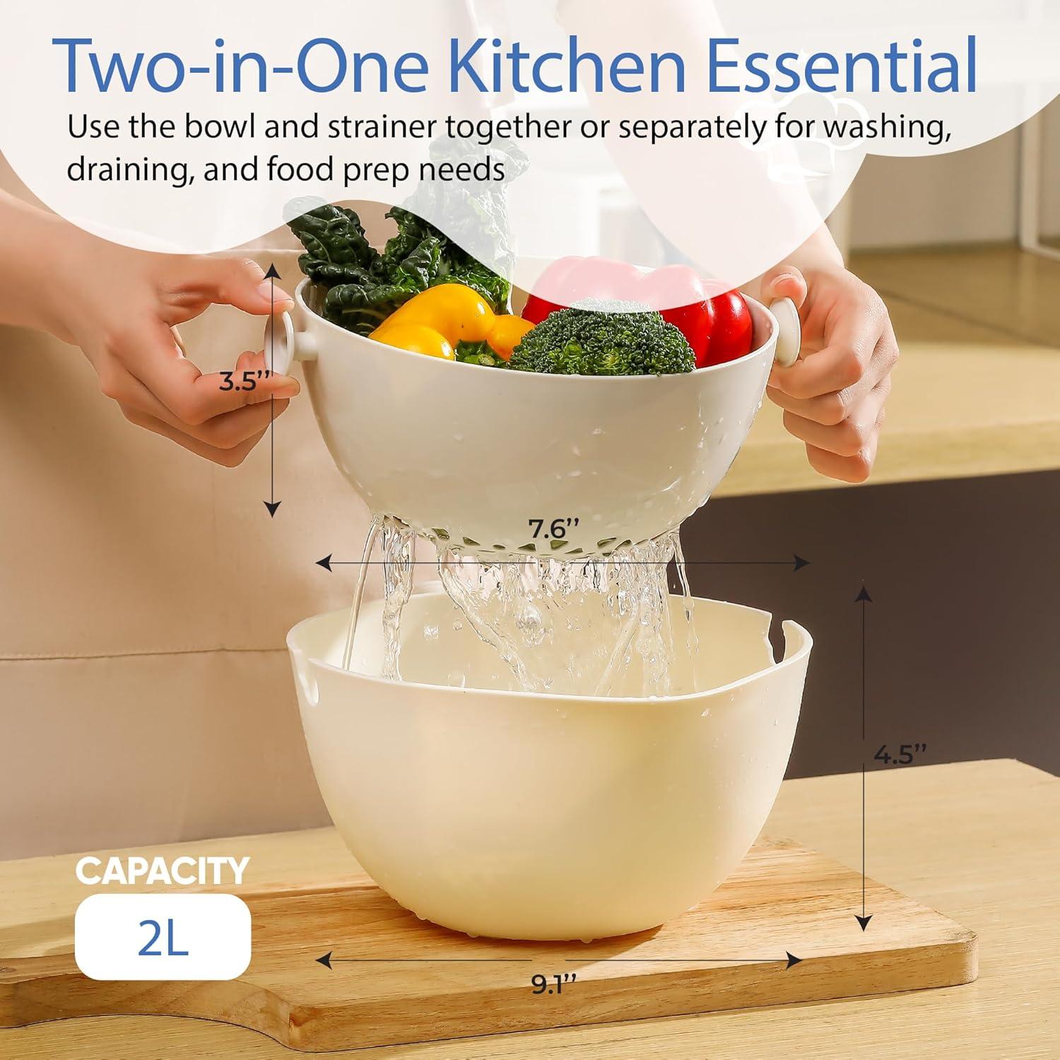 Colador y Escurridor 2 en 1 Chef's Path Blanco - Multifuncional