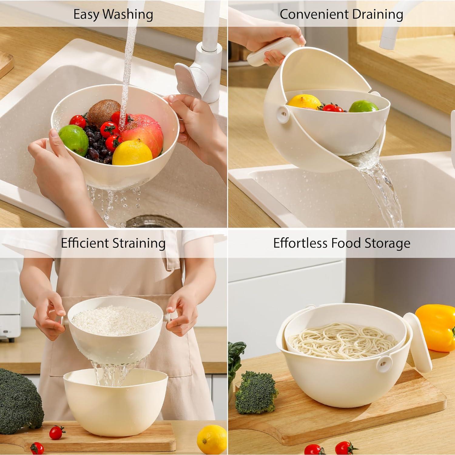 Colador y Escurridor 2 en 1 Chef's Path Blanco - Multifuncional