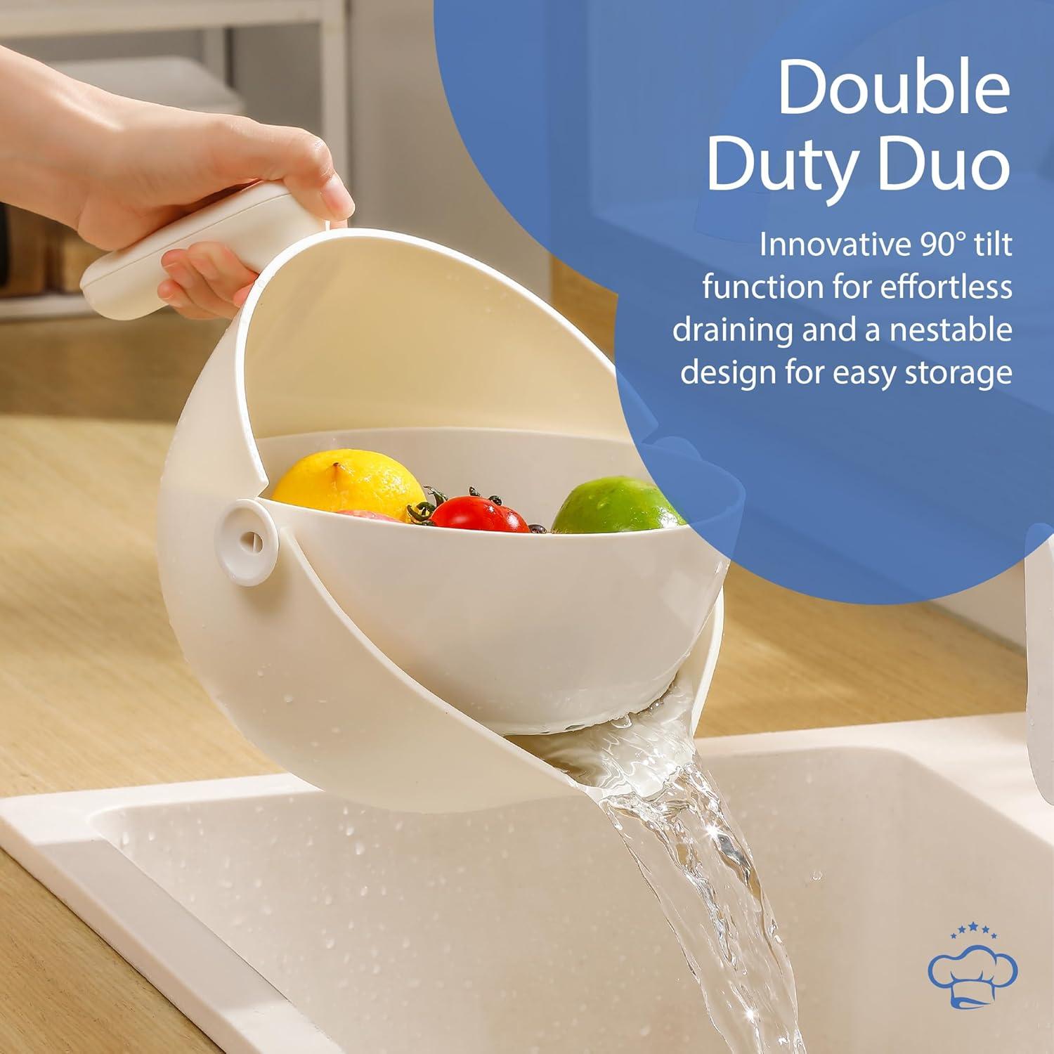 Colador y Escurridor 2 en 1 Chef's Path Blanco - Multifuncional