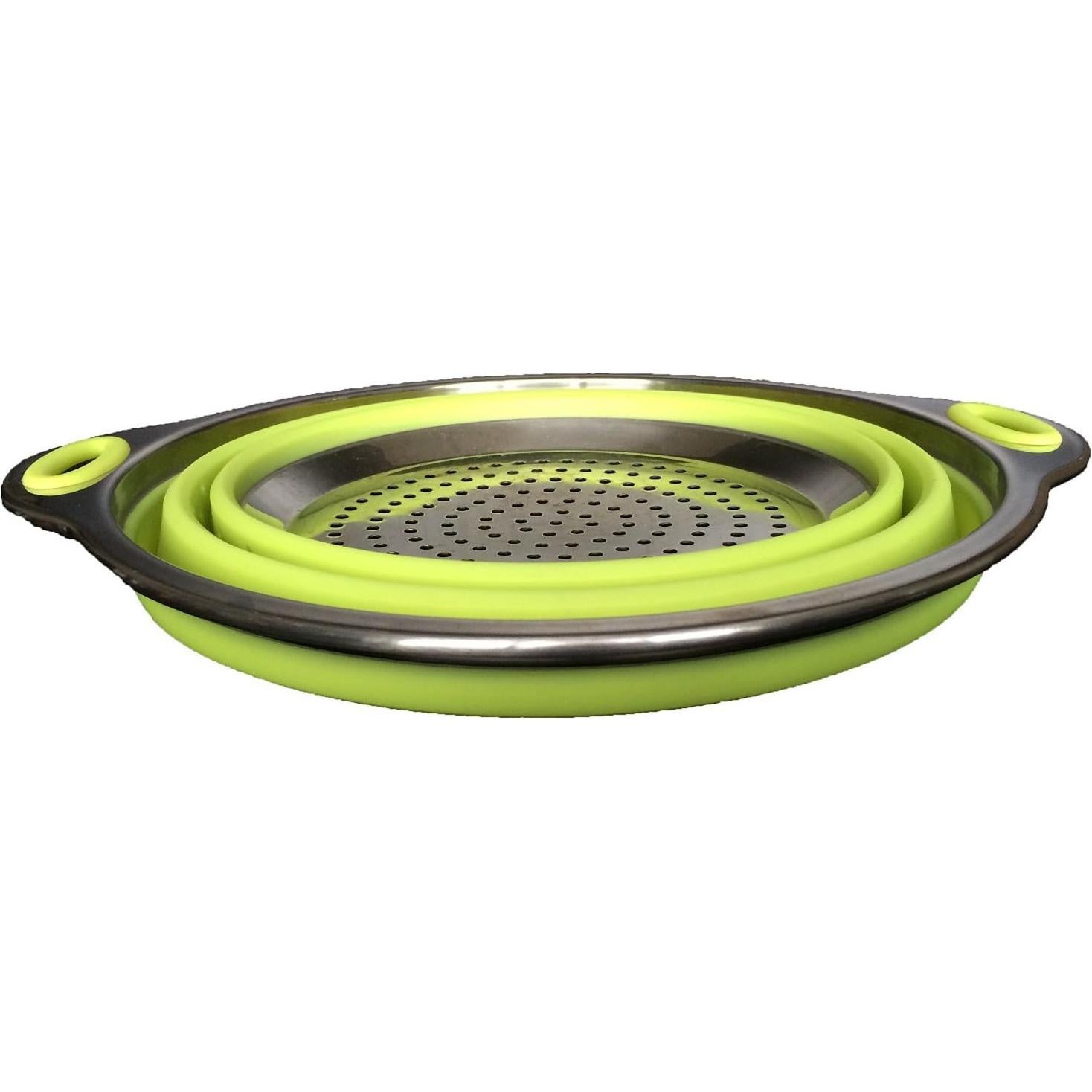 Colador de acero inoxidable Oneida 20 cm colapsable verde