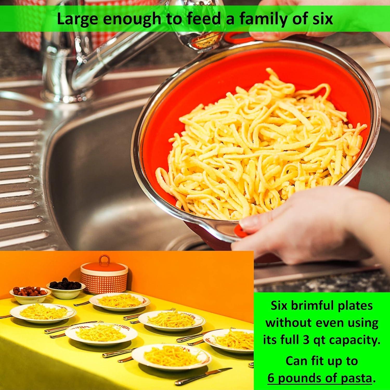 Colador y embudo plegable Vida más simple - Acero inoxidable y silicona roja