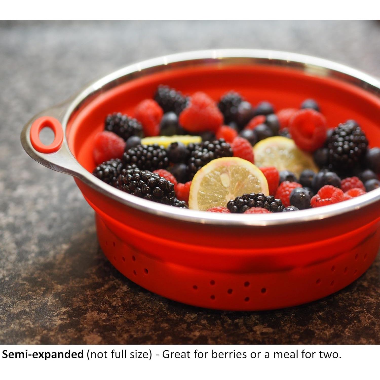 Colador y embudo plegable Vida más simple - Acero inoxidable y silicona roja