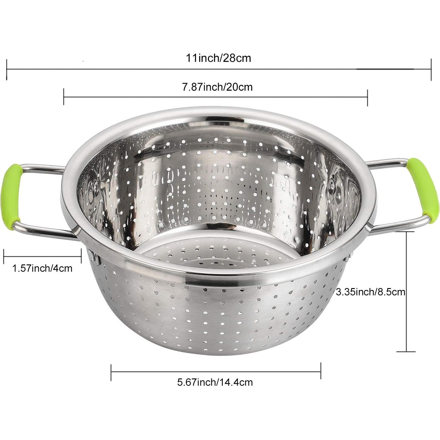 Colador Profundo Acero Inoxidable Contiup 2.5L con Mangos Verdes