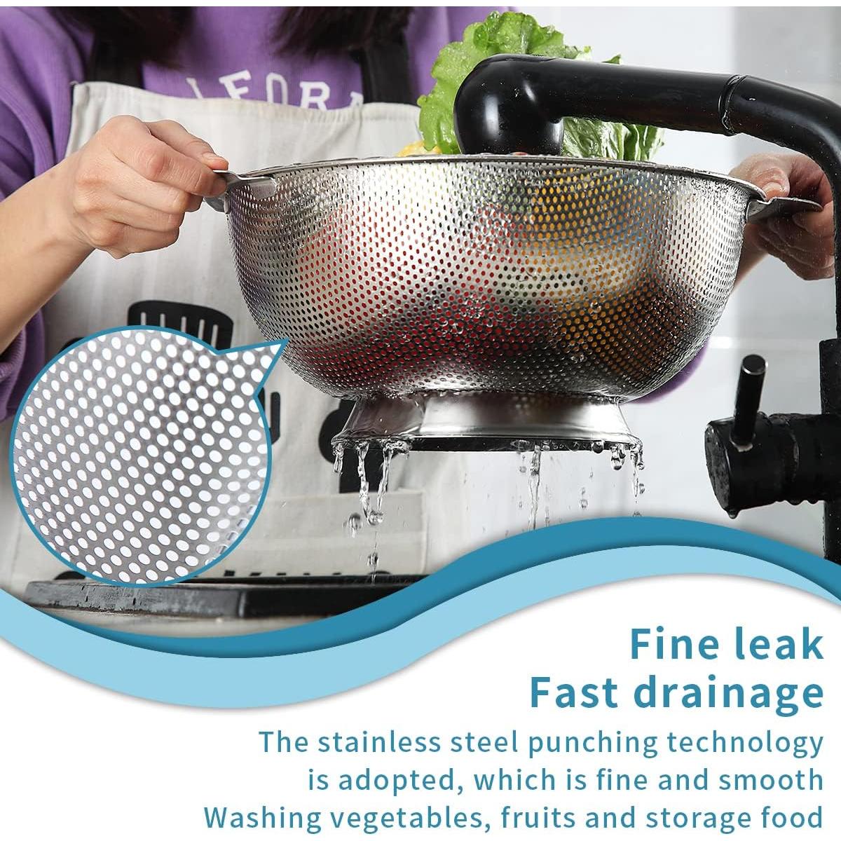 Colador de Acero Inoxidable Kyraton 5 Cuartos 35.4x28.5cm