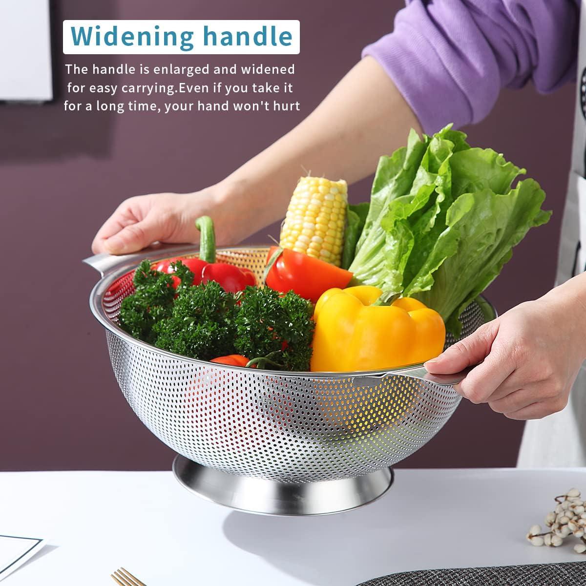 Colador de Acero Inoxidable Kyraton 5 Cuartos 35.4x28.5cm