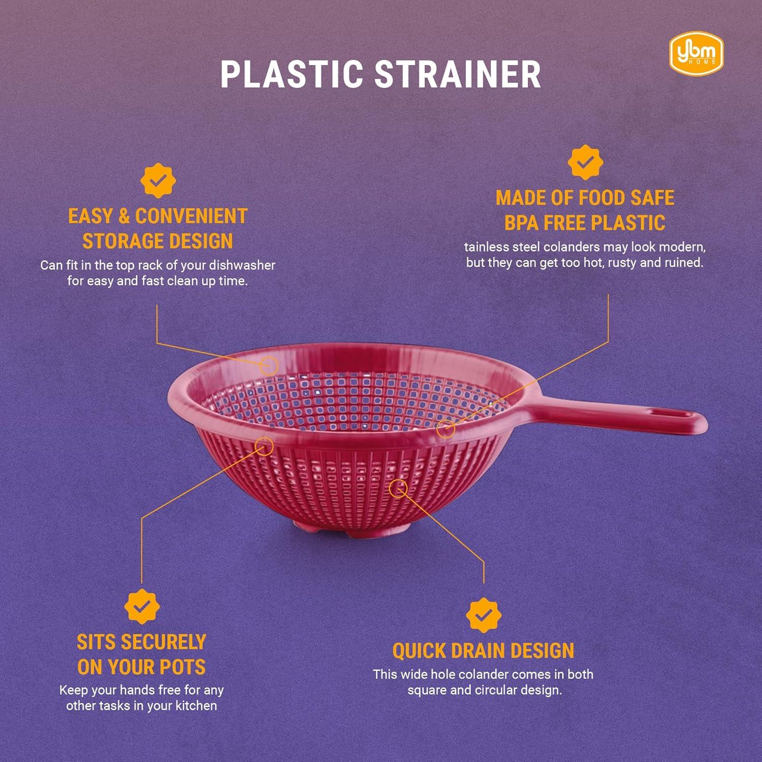 Colador de Plástico YBM Home 21.6 cm Blanco - Apto Lavavajillas