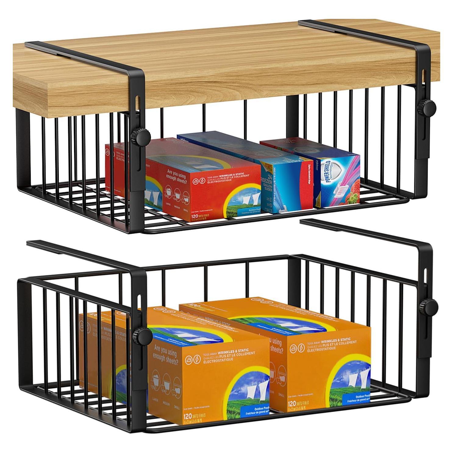 Organizador de Cesta Bajo Estante AmonHouseware 2 Pack Negro