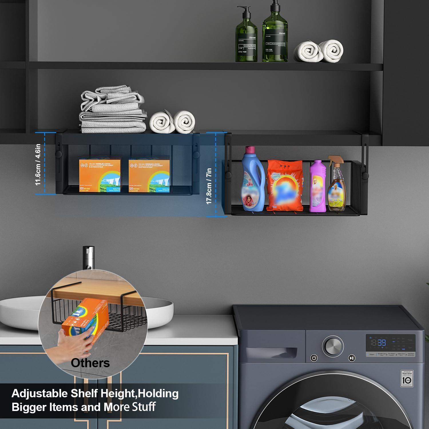 Organizador de Cesta Bajo Estante AmonHouseware 2 Pack Negro