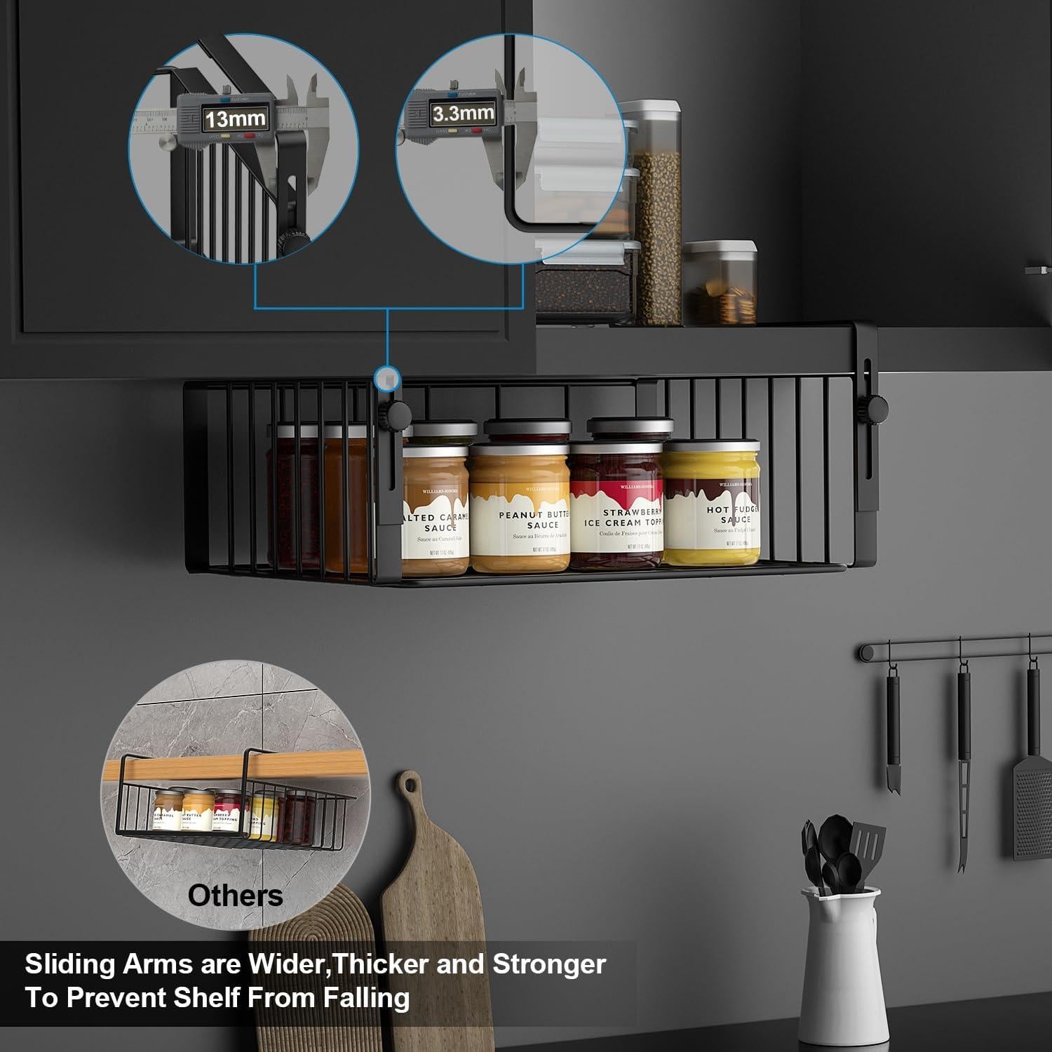 Organizador de Cesta Bajo Estante AmonHouseware 2 Pack Negro