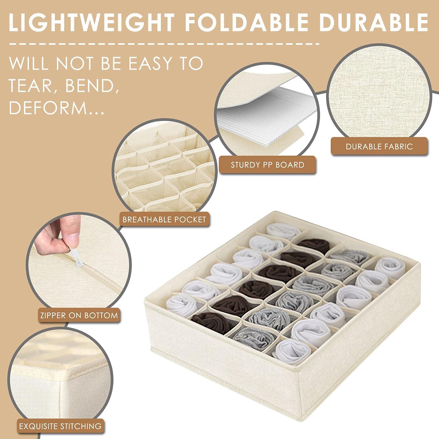 Organizador de Cajón Criusia para Calcetines y Ropa Interior - 3 Piezas Beige