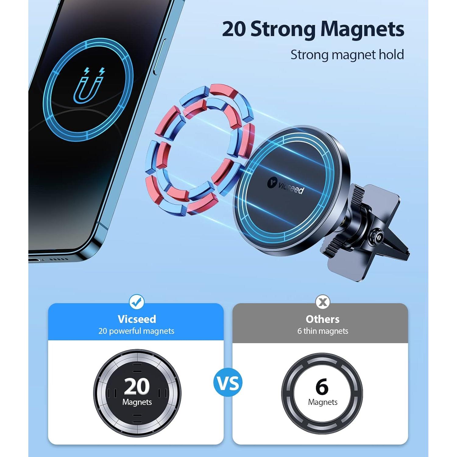 Soporte Magnético para Coche VICSEED MagSafe 360° Negro