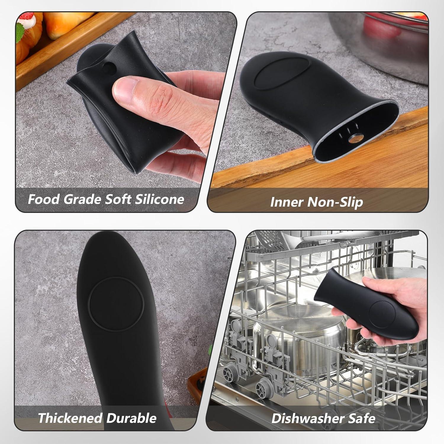 4 Fundas de Mango de Silicona TIESOME Antideslizantes Negras