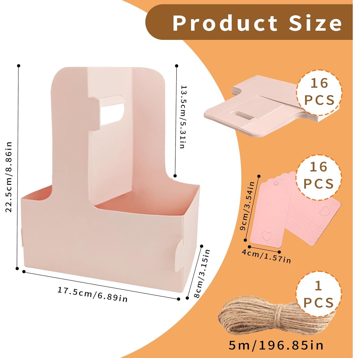 Portavasos de Cartón Turmaster Rosa 16 Pack para 2 Tazas