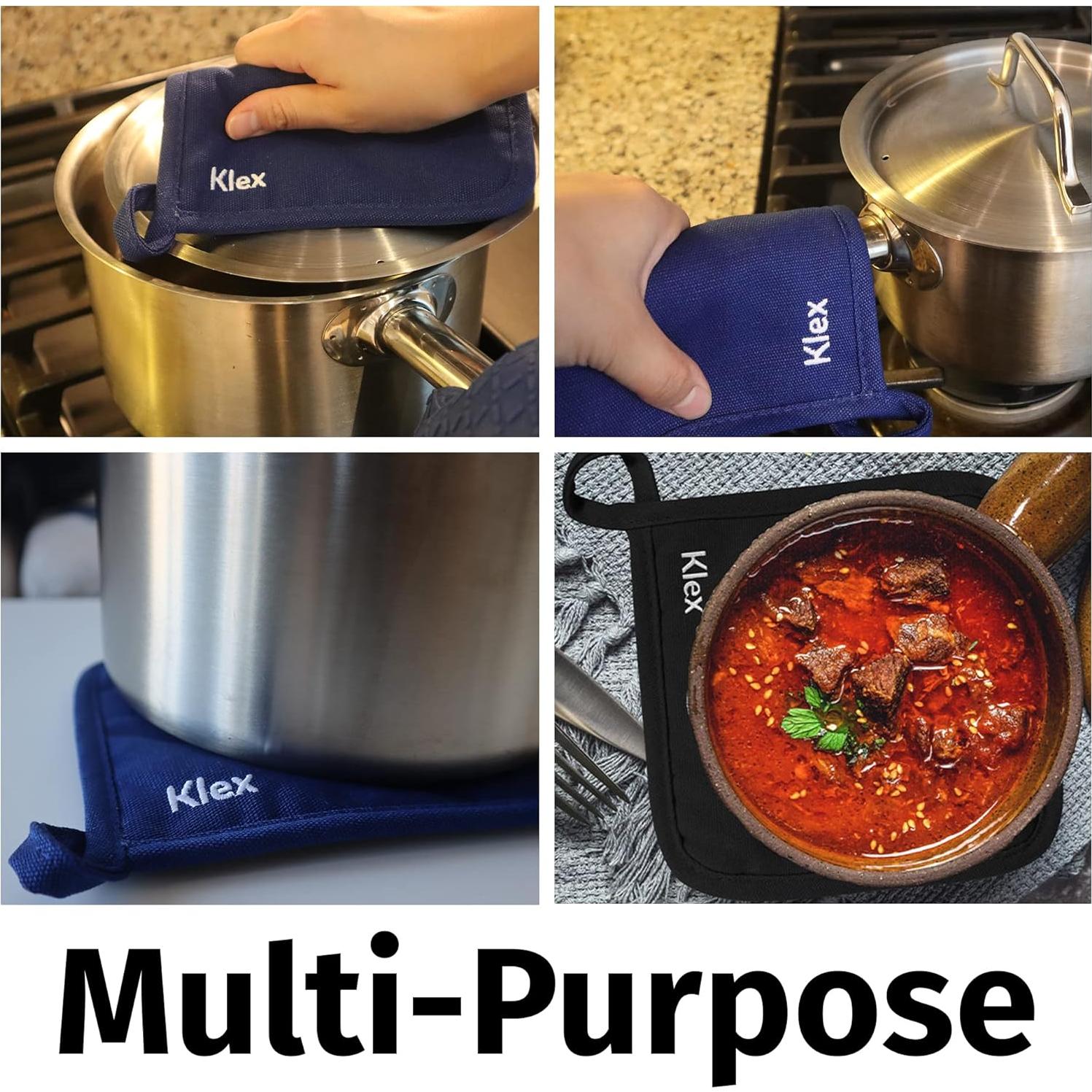 Agarraderas para Horno Klex 4 Piezas Algodón 330GSM Rojo