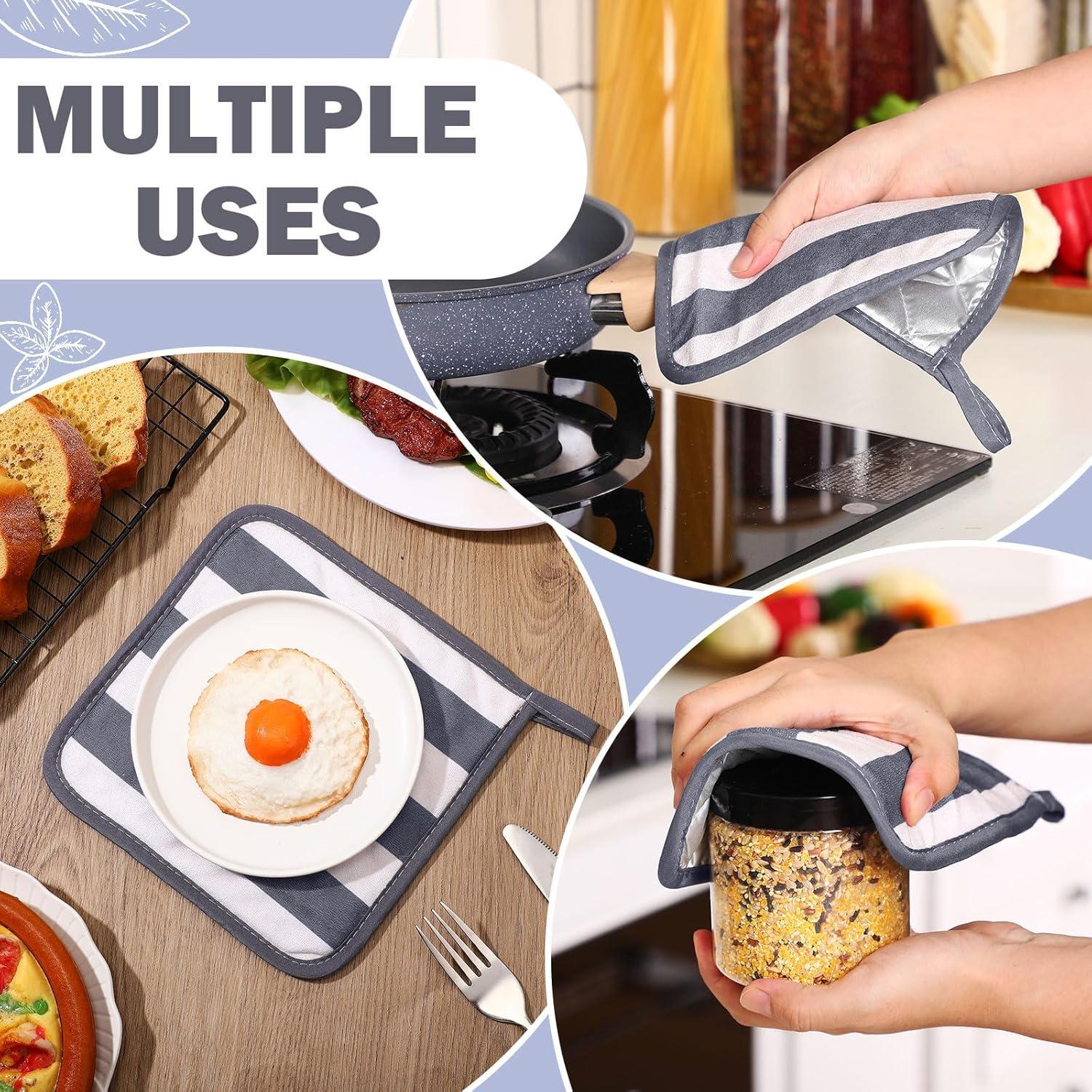 Juego de 4 Agarraderas de Cocina Reallnaive Gris Beige 20x20cm