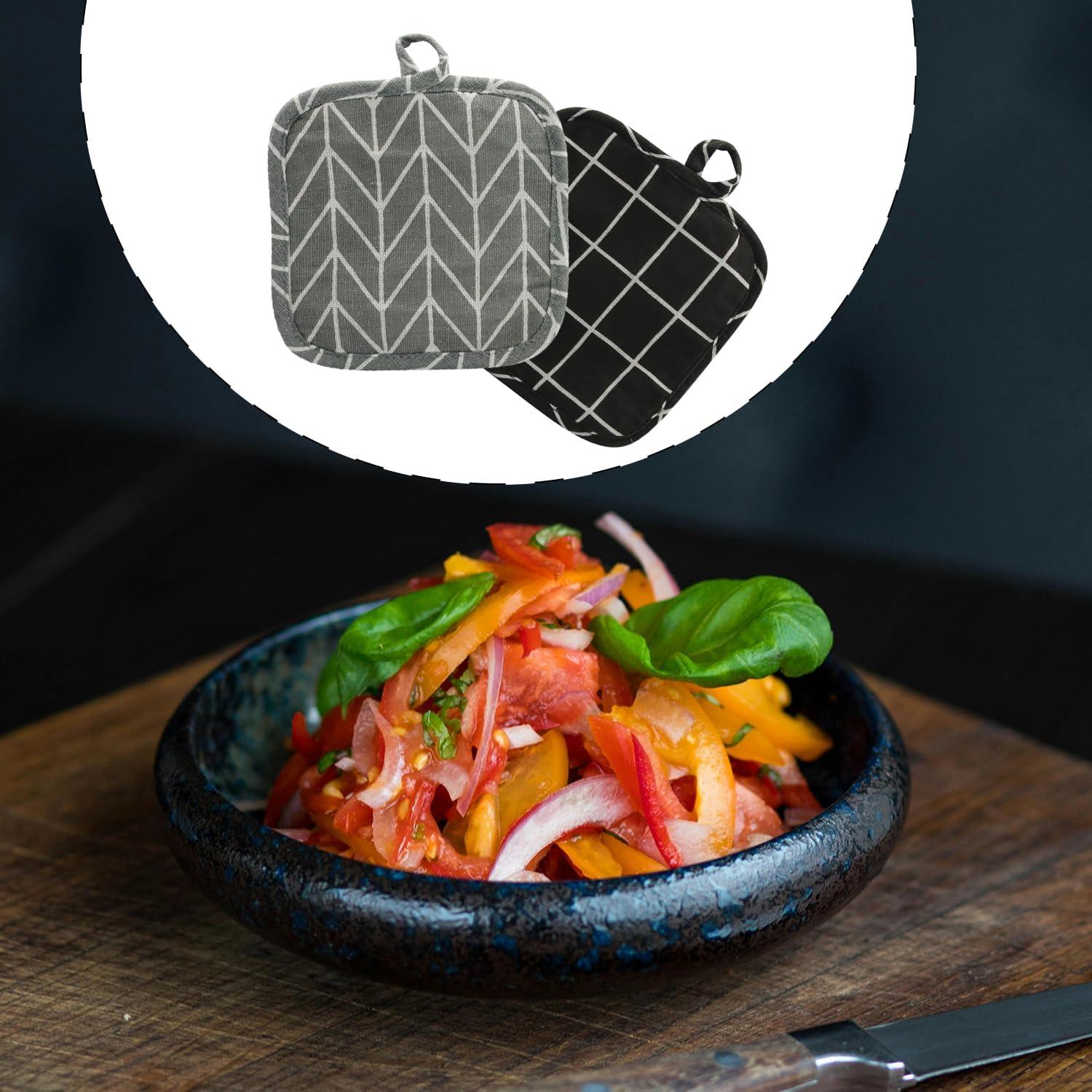 Juego de Soportes para Ollas Boguish 6 Piezas Algodón Gris Negro