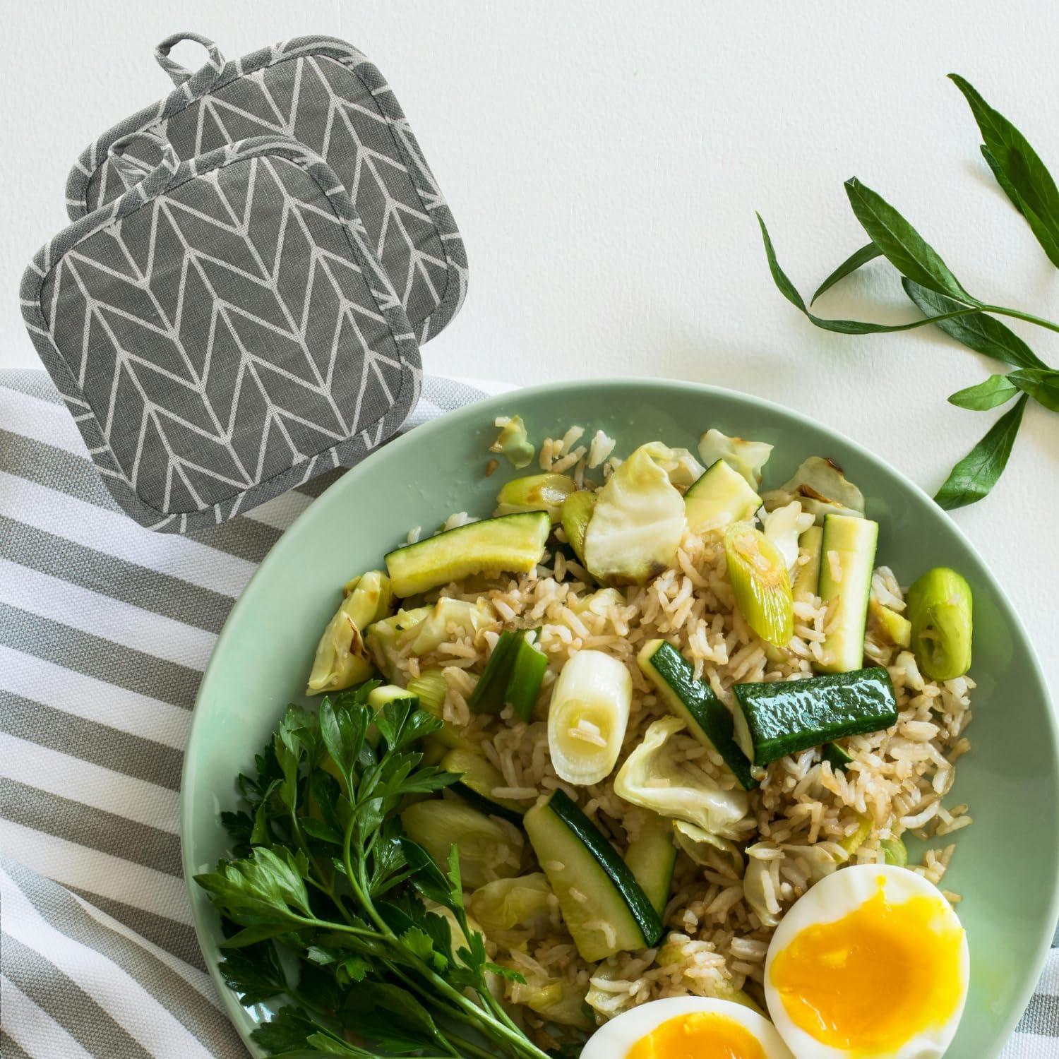 Juego de Soportes para Ollas Boguish 6 Piezas Algodón Gris Negro