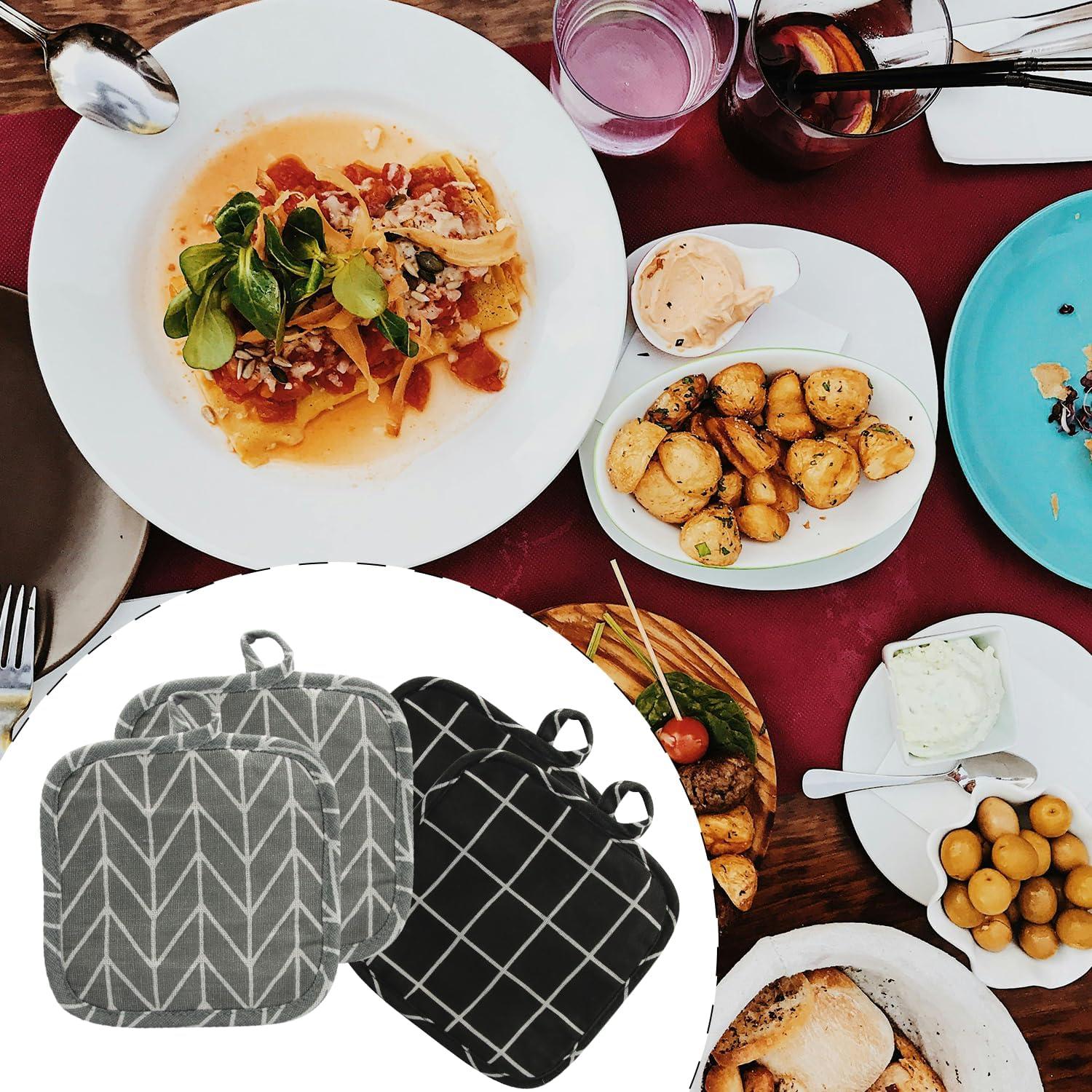 Juego de Soportes para Ollas Boguish 6 Piezas Algodón Gris Negro