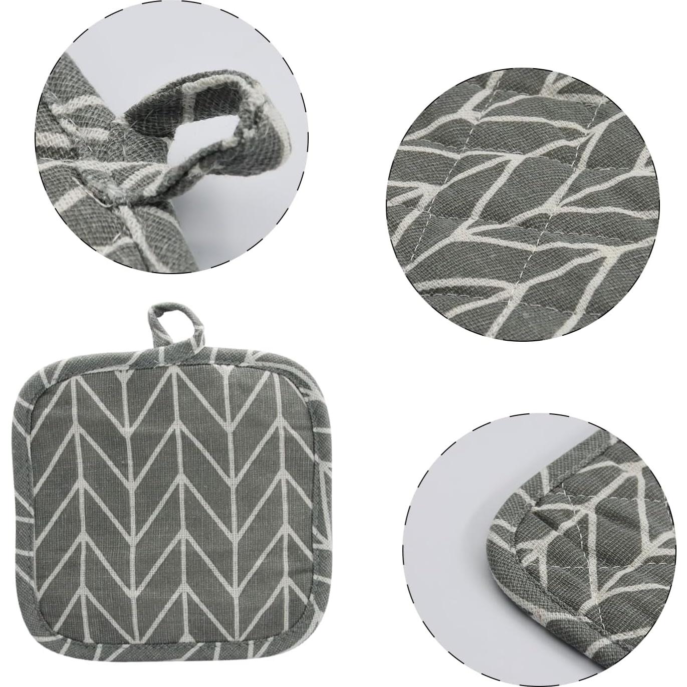 Juego de Soportes para Ollas Boguish 6 Piezas Algodón Gris Negro