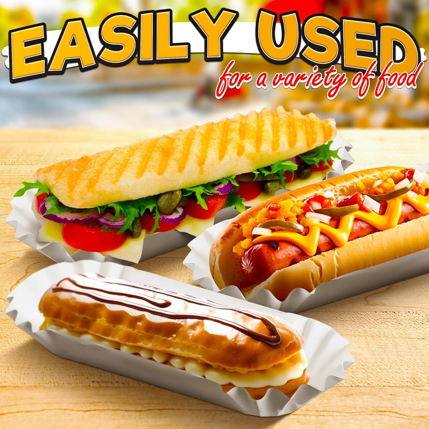 Bandejas desechables BURIUS para hot dogs 50 piezas 21.1x10.4 cm